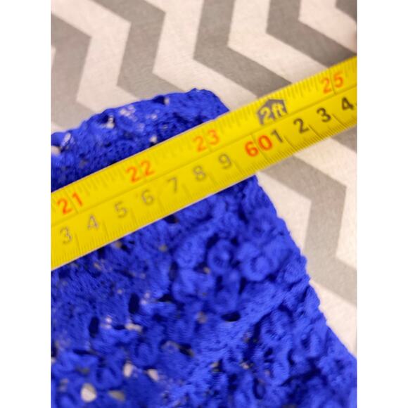 Covington Woman 3X Royal Blue Crochet Lace Tunic Blouse - Picture 2 of 7